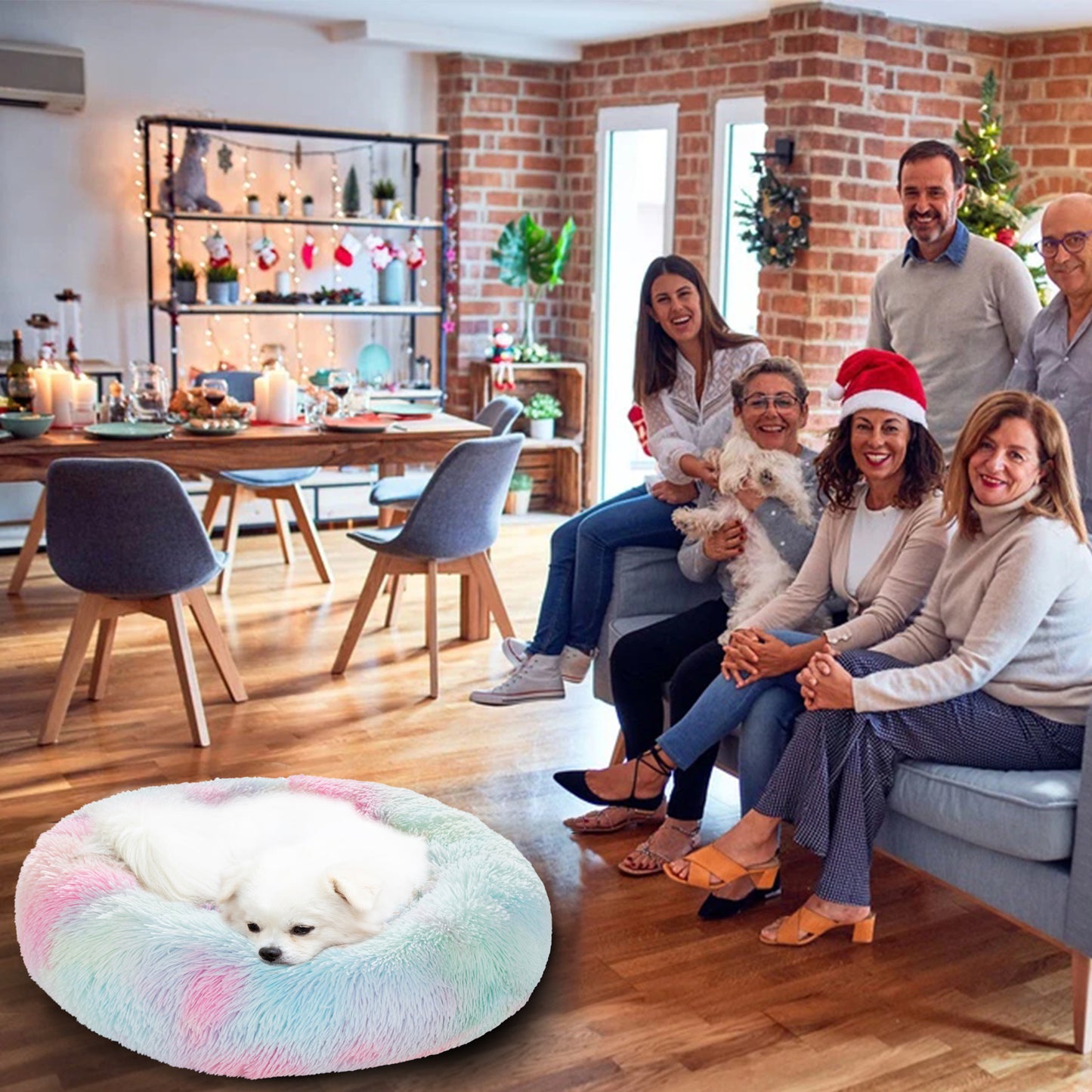 Fluffy Calming Donut Pet Bed