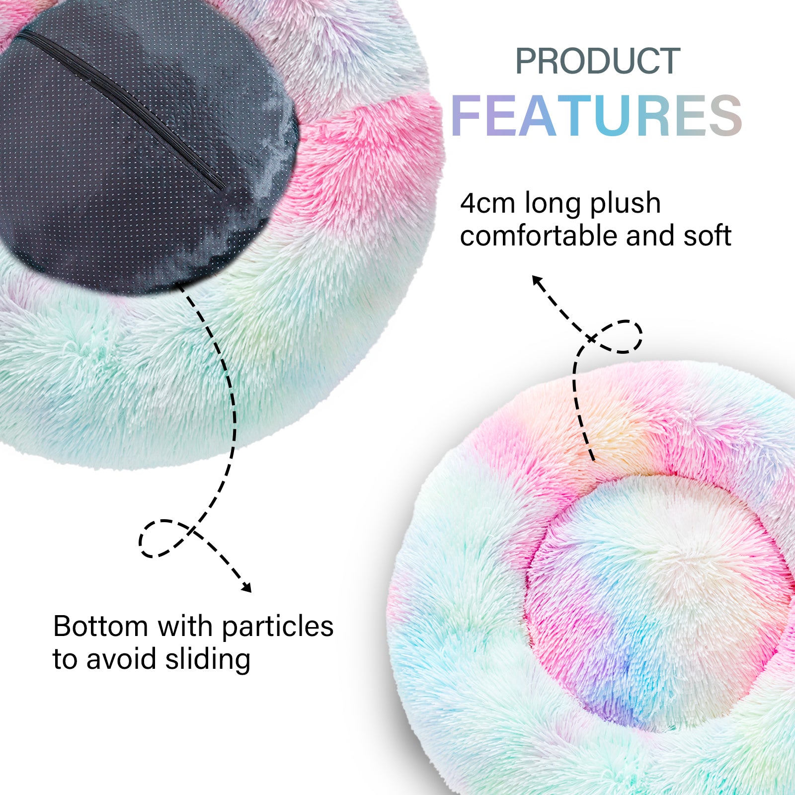 Fluffy Calming Donut Pet Bed