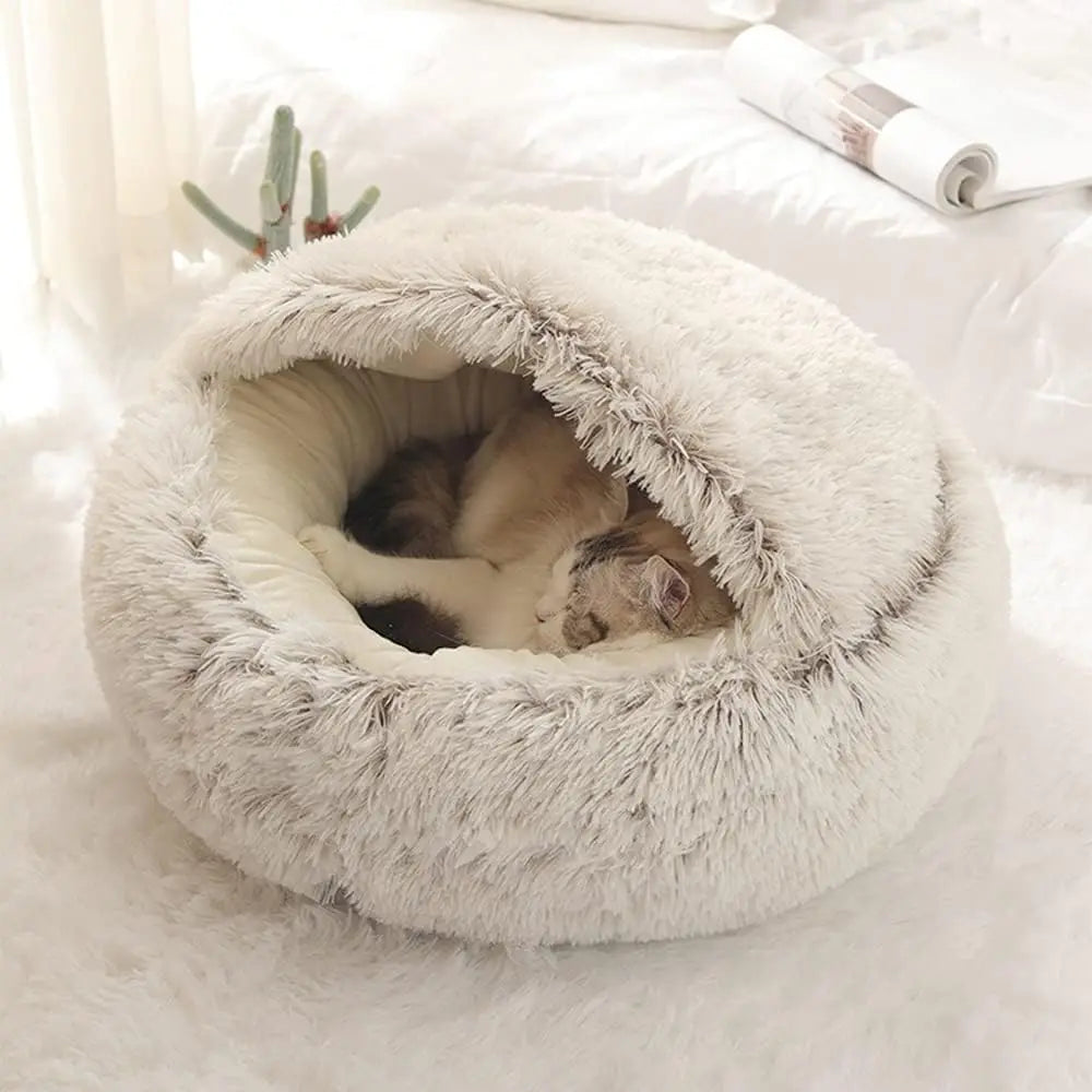 Cozy Plush Hooded Pet Bed