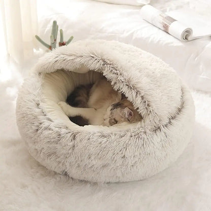 Cozy Plush Hooded Pet Bed