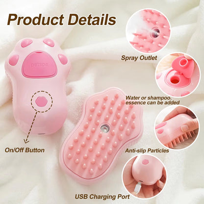 3-in-1 Electric Pet Grooming Steam Brush