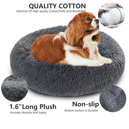 Fluffy Calming Donut Pet Bed