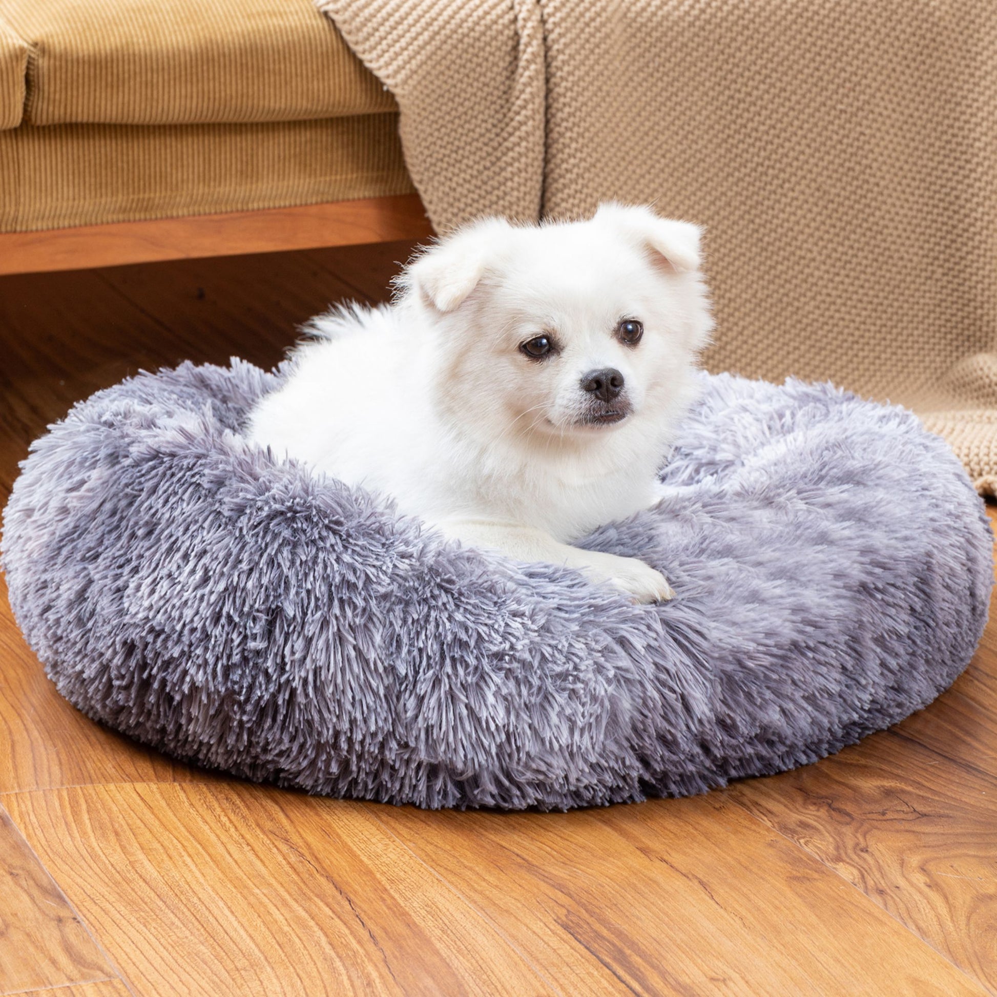 Fluffy Calming Donut Pet Bed