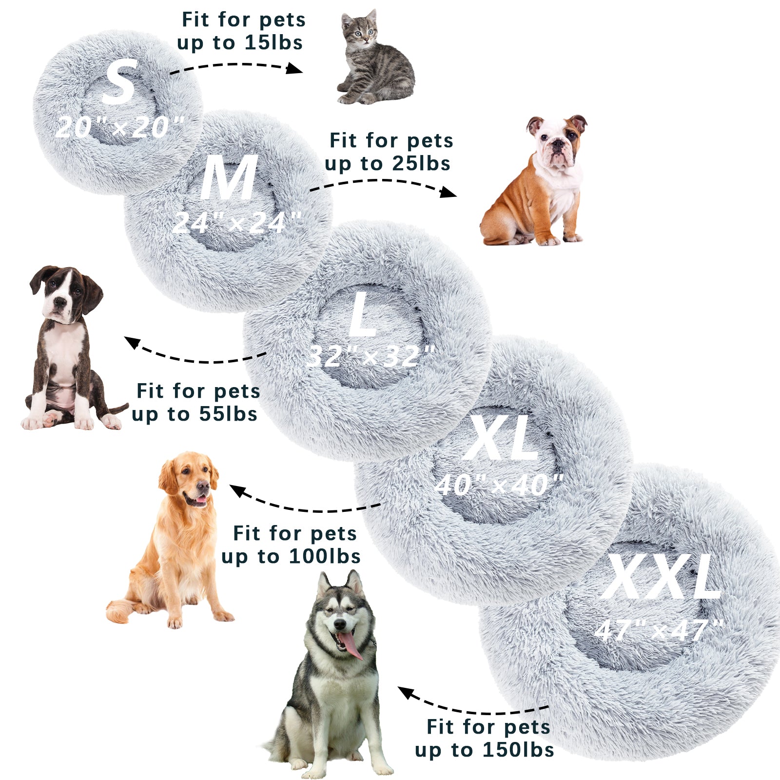 Fluffy Calming Donut Pet Bed