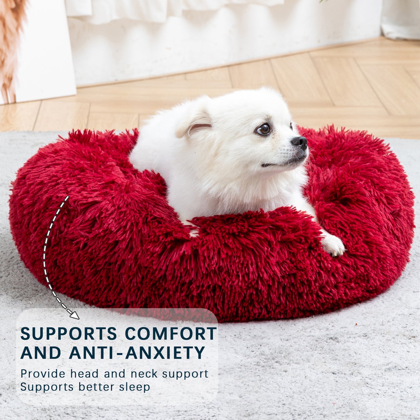 Fluffy Calming Donut Pet Bed