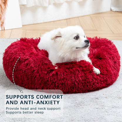 Fluffy Calming Donut Pet Bed