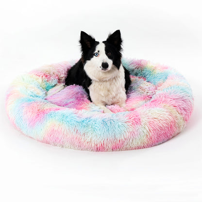 Fluffy Calming Donut Pet Bed