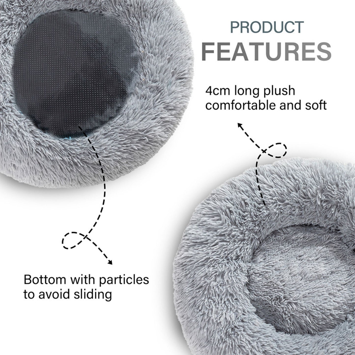 Fluffy Calming Donut Pet Bed