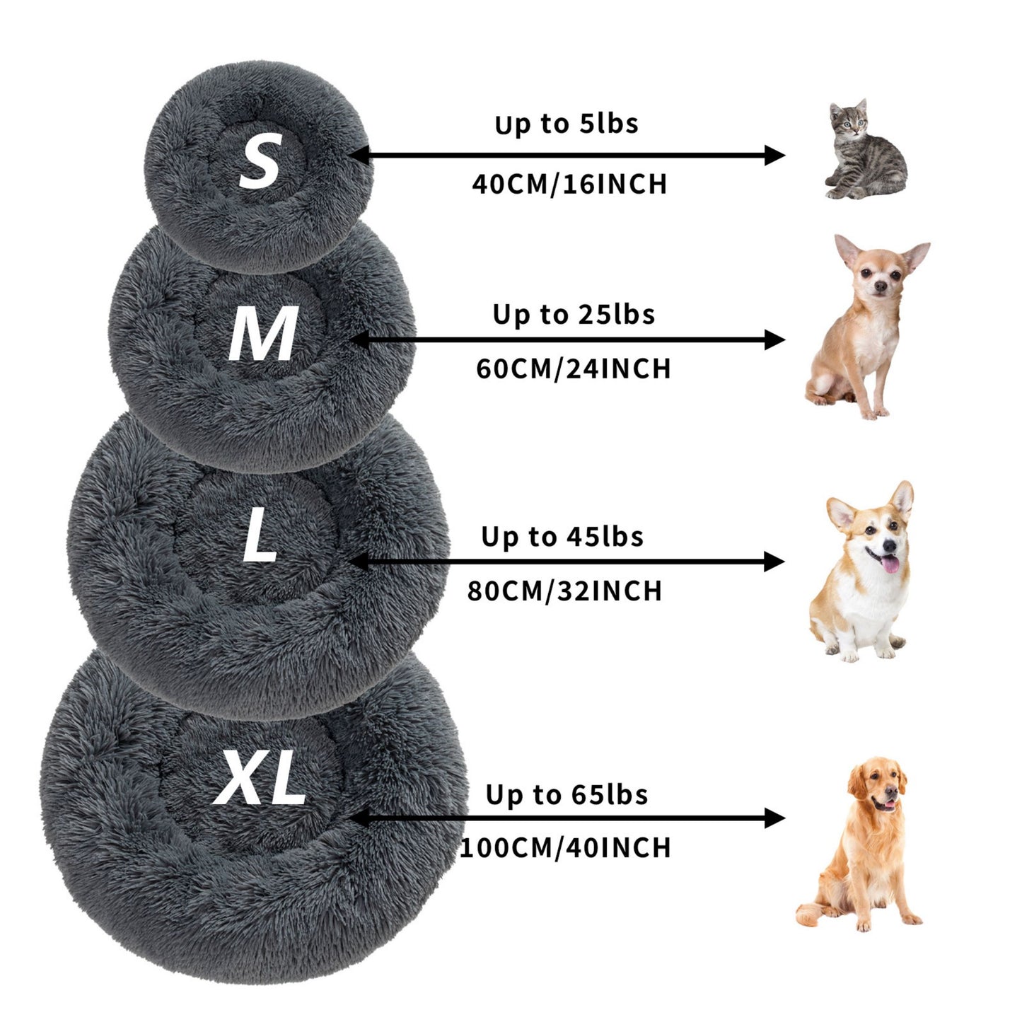 Fluffy Calming Donut Pet Bed