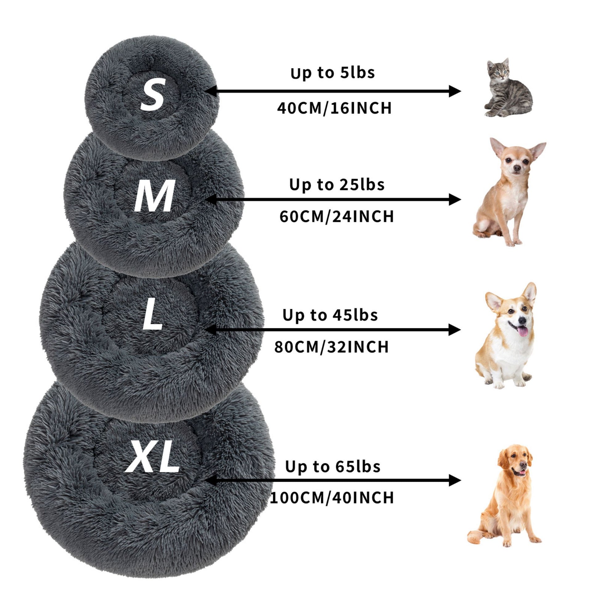 Fluffy Calming Donut Pet Bed