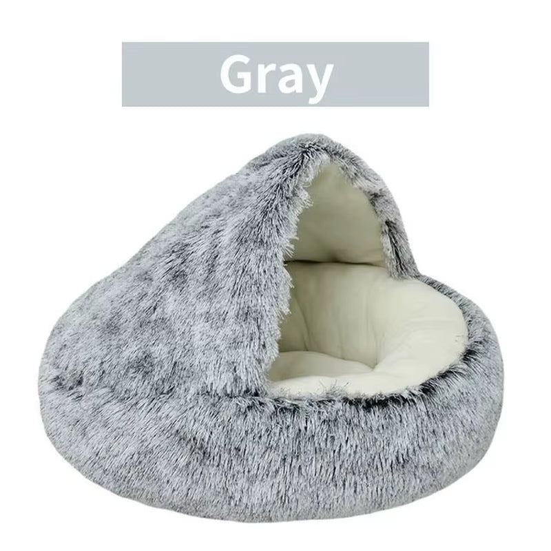 Cozy Plush Hooded Pet Bed