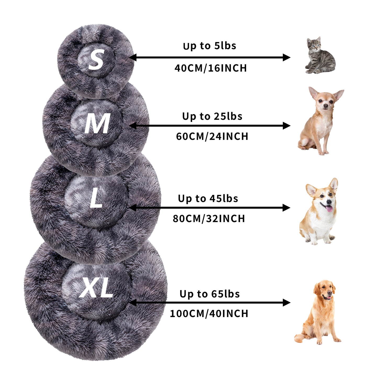 Fluffy Calming Donut Pet Bed