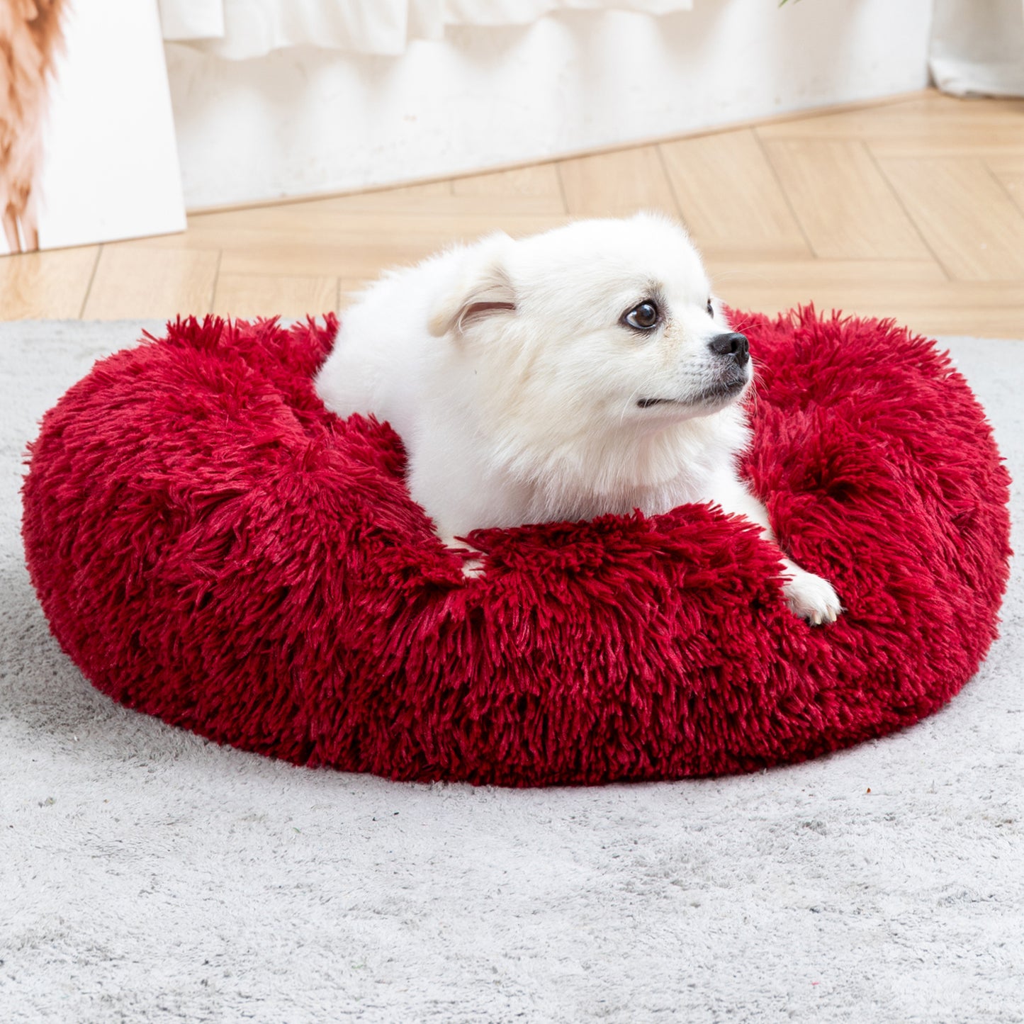 Fluffy Calming Donut Pet Bed
