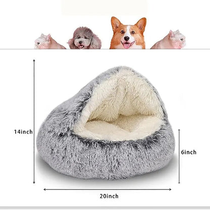 Cozy Plush Hooded Pet Bed
