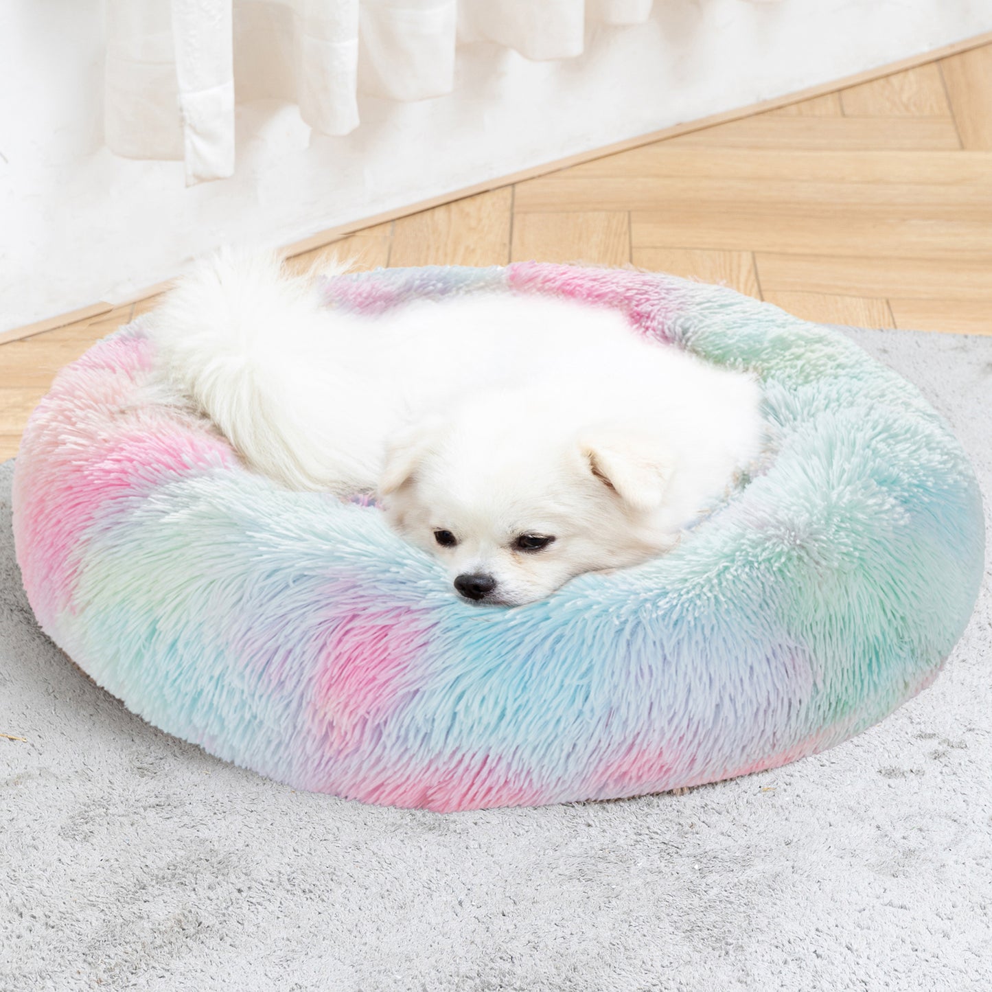 Fluffy Calming Donut Pet Bed