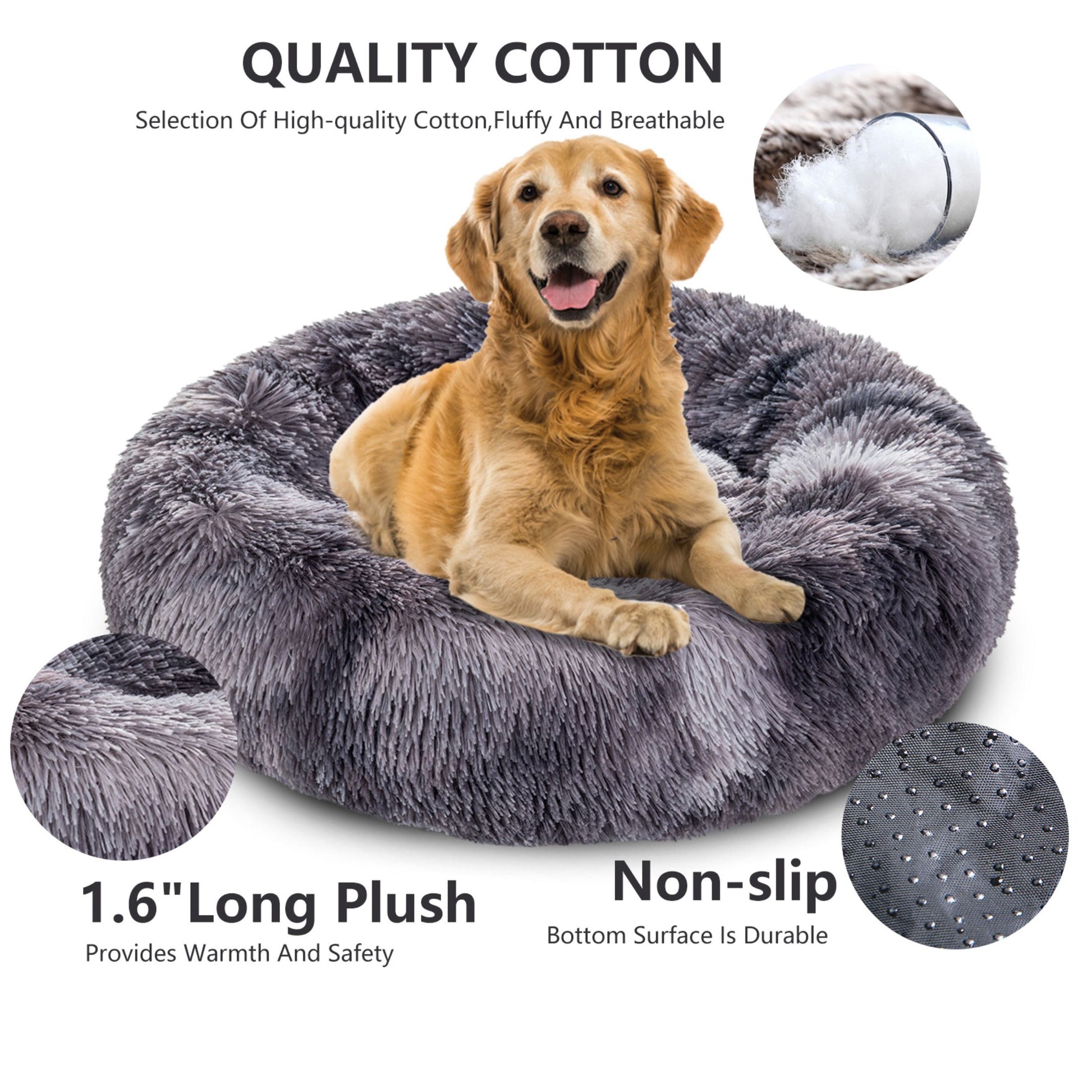 Fluffy Calming Donut Pet Bed