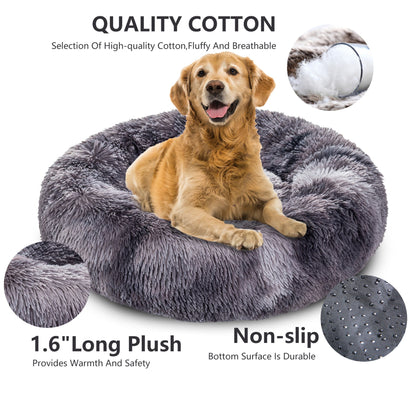 Fluffy Calming Donut Pet Bed