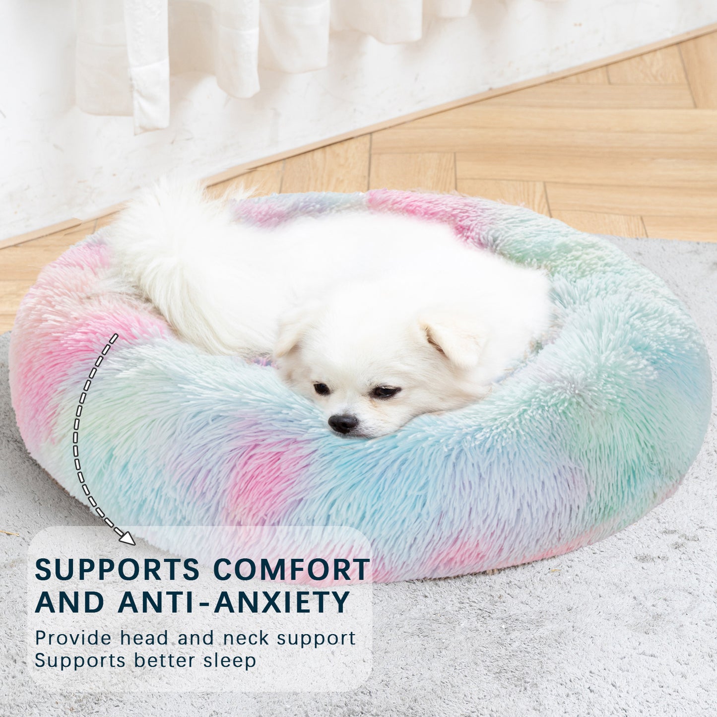 Fluffy Calming Donut Pet Bed