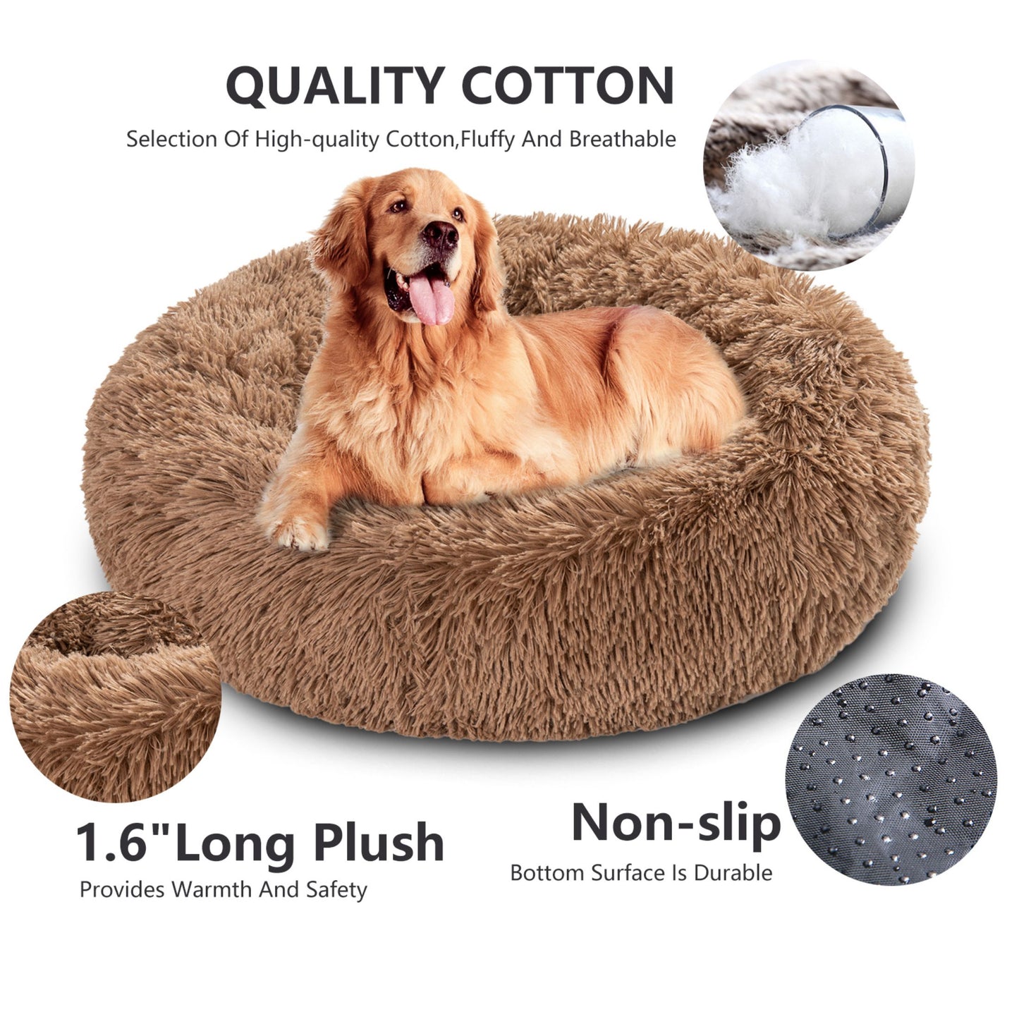 Fluffy Calming Donut Pet Bed