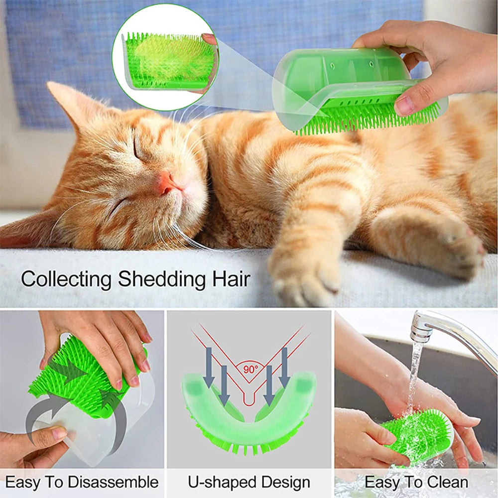 Self-Grooming Cat Scratcher & Massage Brush