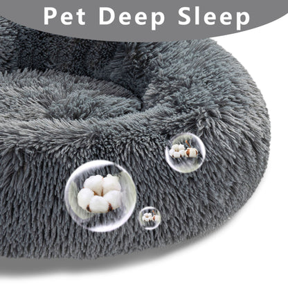 Fluffy Calming Donut Pet Bed