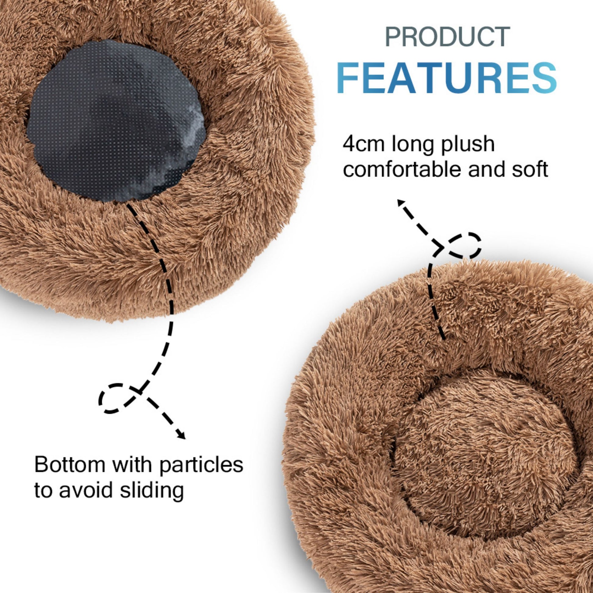 Fluffy Calming Donut Pet Bed