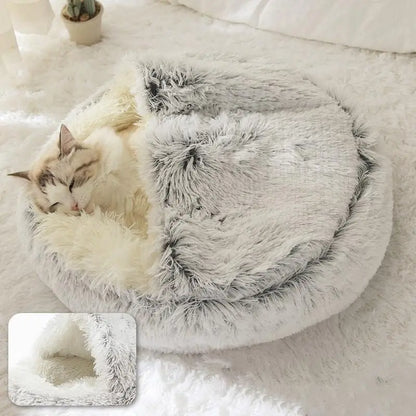 Cozy Plush Hooded Pet Bed