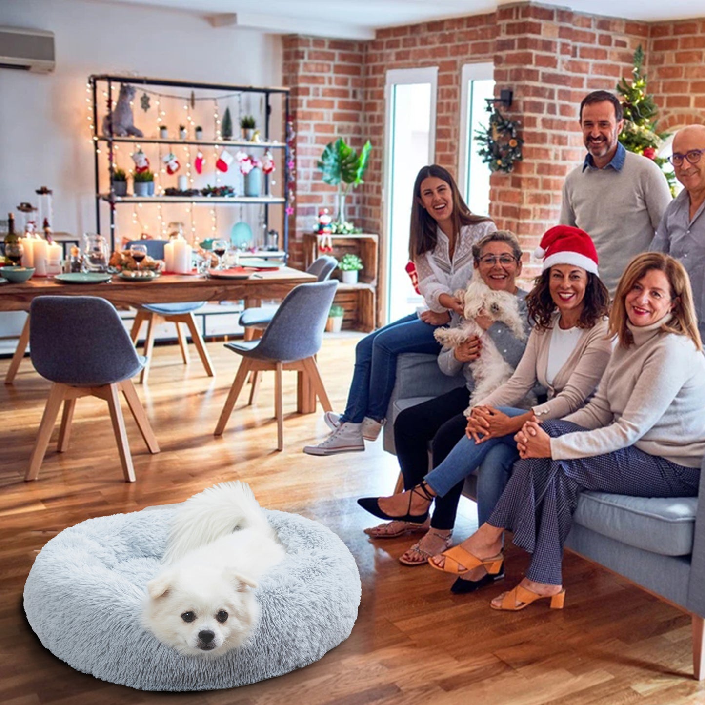 Fluffy Calming Donut Pet Bed